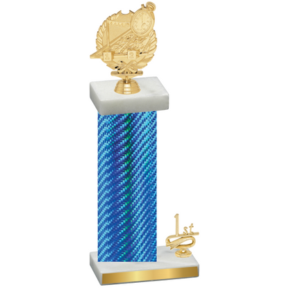 Accented Single Blue Carbon Fiber First Place Swimming Trophy