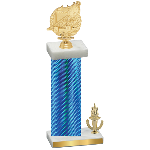 Accented Single Blue Carbon Fiber Victory Swimming Trophy