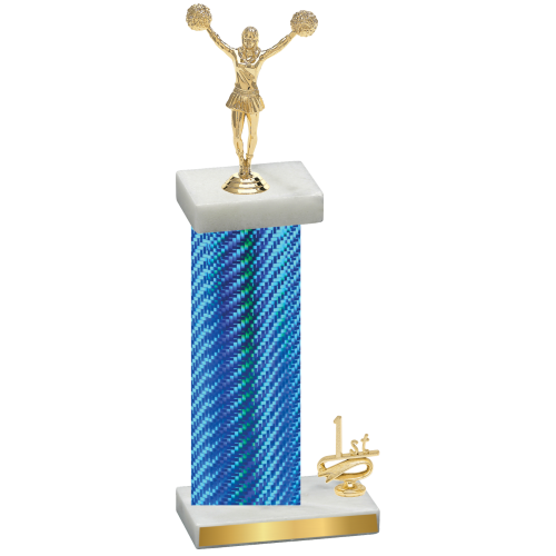 Accented Single Blue Carbon Fiber First Place Cheerleading Trophy