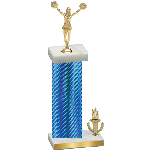 Accented Single Blue Carbon Fiber Victory Cheerleading Trophy