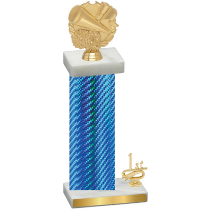 Accented Single Blue Carbon Fiber First Place Cheerleading Trophy