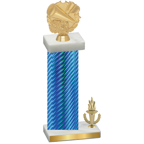 Accented Single Blue Carbon Fiber Victory Cheerleading Trophy