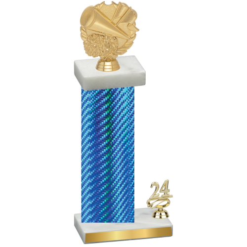 Accented Single Blue Carbon Fiber Year Cheerleading Trophy