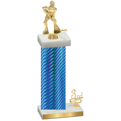 Accented Single Blue Carbon Fiber Third Place Hockey Trophy