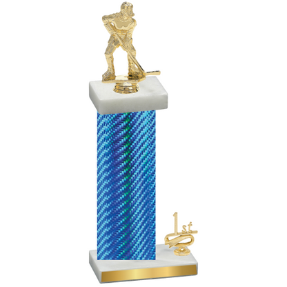 Accented Single Blue Carbon Fiber First Place Hockey Trophy