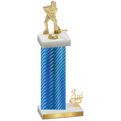 Accented Single Blue Carbon Fiber Third Place Hockey Trophy