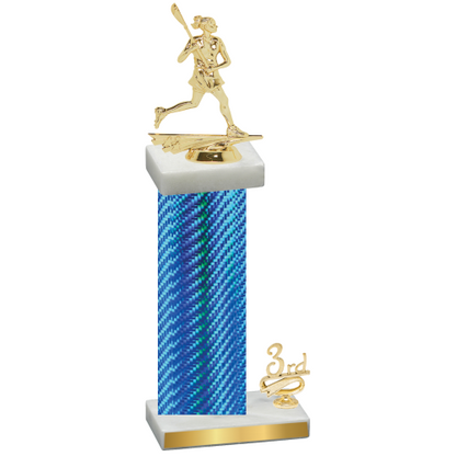 Accented Single Blue Carbon Fiber Third Place Lacrosse Trophy