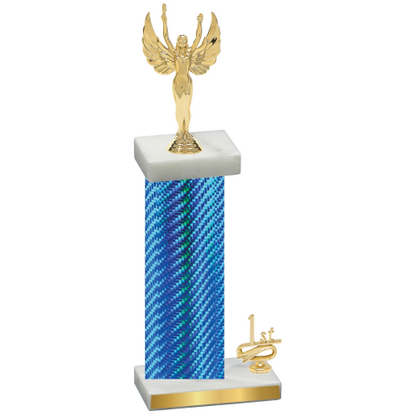 Accented Single Blue Carbon Fiber First Place Victory Trophy