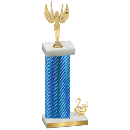 Accented Single Blue Carbon Fiber Second Place Victory Trophy