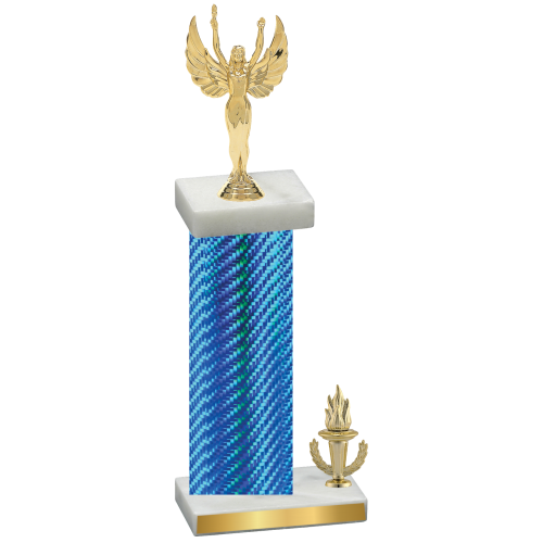 Accented Single Blue Carbon Fiber Victory Victory Trophy