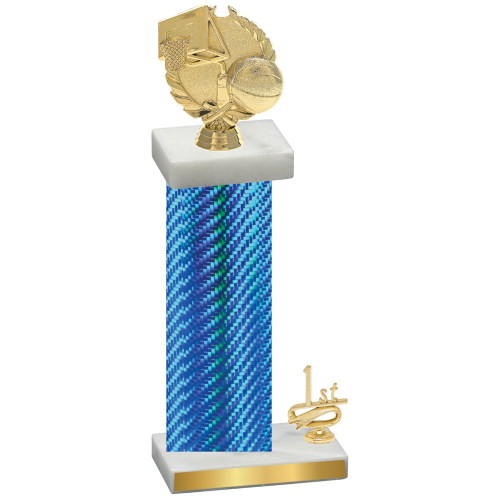 Accented Single Blue Carbon Fiber First Place Basketball Trophy