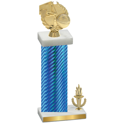 Accented Single Blue Carbon Fiber Victory Basketball Trophy