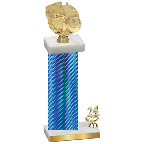 Accented Single Blue Carbon Fiber Year Basketball Trophy