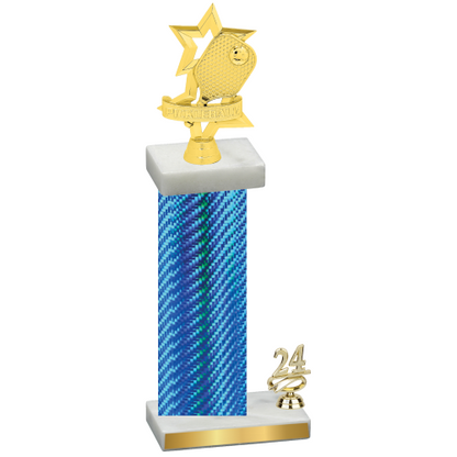 Accented Single Blue Carbon Fiber Year Pickleball Trophy