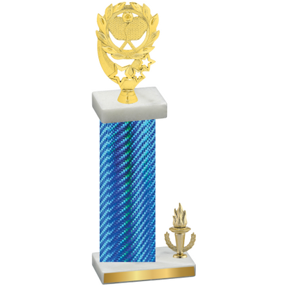Accented Single Blue Carbon Fiber Victory Pickleball Trophy