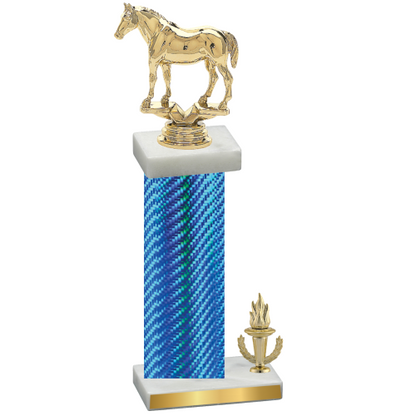 Accented Single Blue Carbon Fiber Victory Horses Trophy