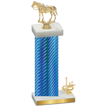 Accented Single Blue Carbon Fiber First Place Horses Trophy