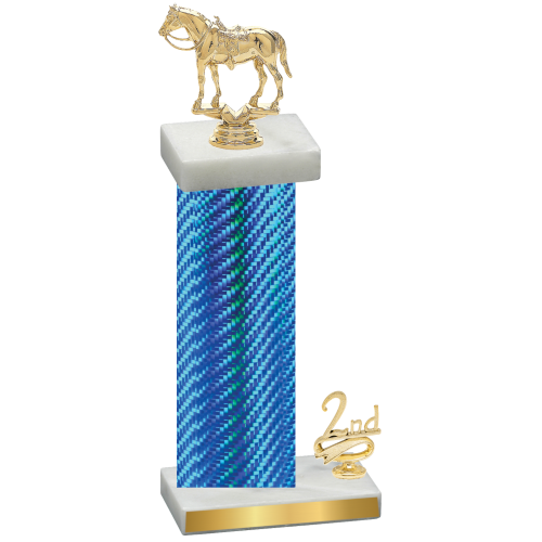 Accented Single Blue Carbon Fiber Second Place Horses Trophy