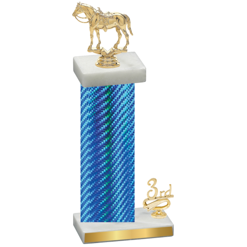 Accented Single Blue Carbon Fiber Third Place Horses Trophy