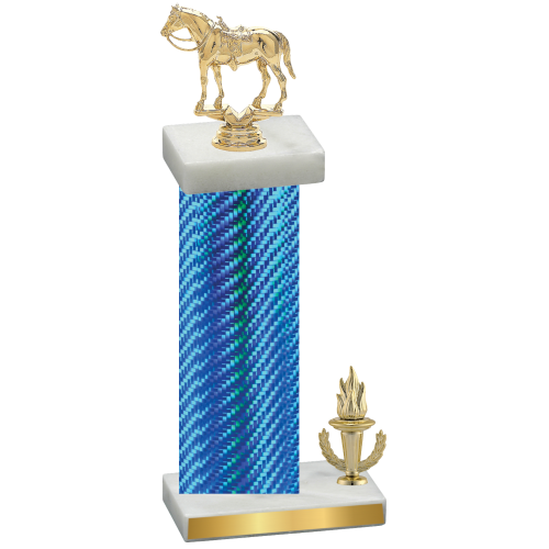 Accented Single Blue Carbon Fiber Victory Horses Trophy