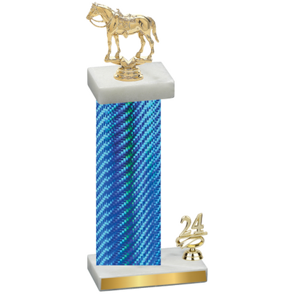 Accented Single Blue Carbon Fiber Year Horses Trophy