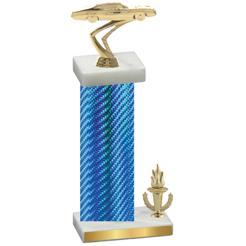 Accented Single Blue Carbon Fiber Victory Cars Trophy