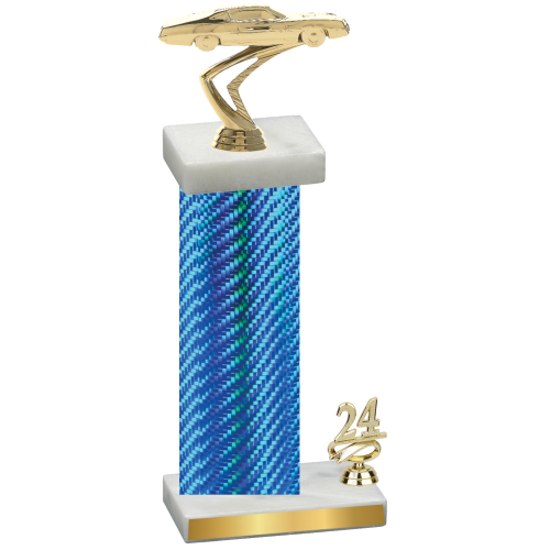 Accented Single Blue Carbon Fiber Year Cars Trophy