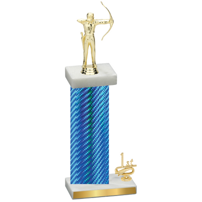 Accented Single Blue Carbon Fiber First Place Archery Trophy