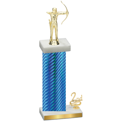 Accented Single Blue Carbon Fiber Second Place Archery Trophy