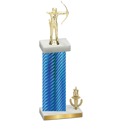 Accented Single Blue Carbon Fiber Victory Archery Trophy