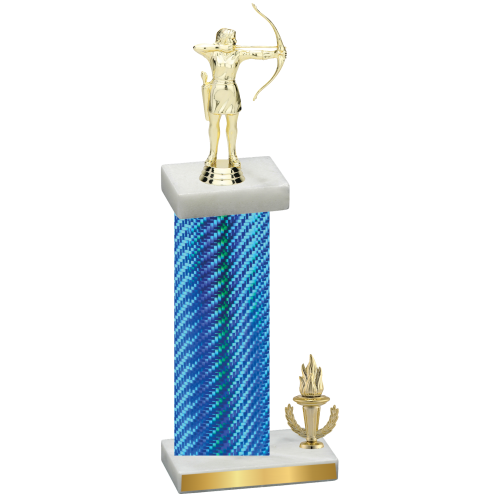 Accented Single Blue Carbon Fiber Victory Archery Trophy