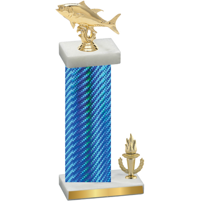 Accented Single Blue Carbon Fiber Victory Fishing Trophy