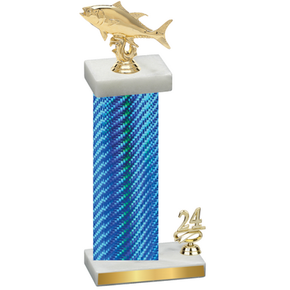 Accented Single Blue Carbon Fiber Year Fishing Trophy