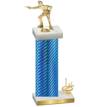 Accented Single Blue Carbon Fiber First Place Shooter Trophy