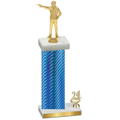 Accented Single Blue Carbon Fiber Year Shooter Trophy