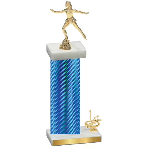 Accented Single Blue Carbon Fiber First Place Skater Trophy