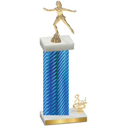 Accented Single Blue Carbon Fiber Third Place Skater Trophy