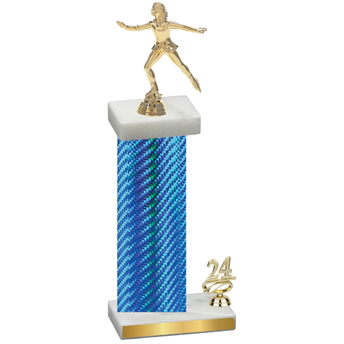 Accented Single Blue Carbon Fiber Year Skater Trophy