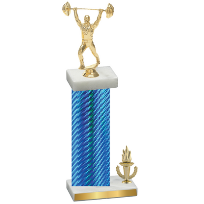 Accented Single Blue Carbon Fiber Victory Weights Trophy