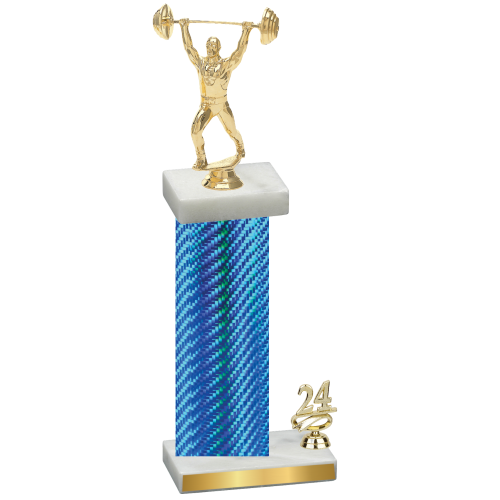 Accented Single Blue Carbon Fiber Year Weights Trophy