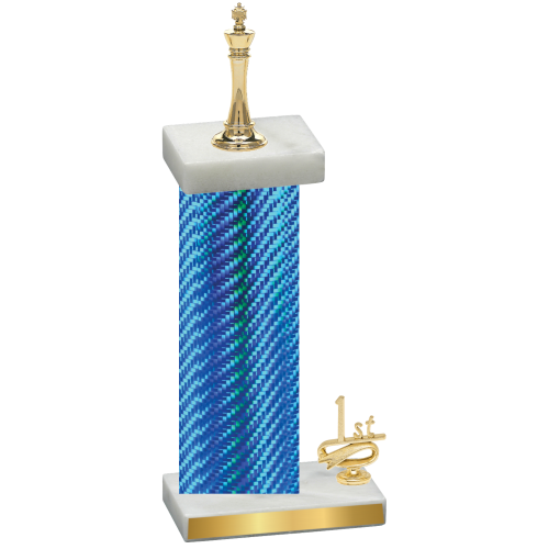 Accented Single Blue Carbon Fiber First Place Chess Trophy