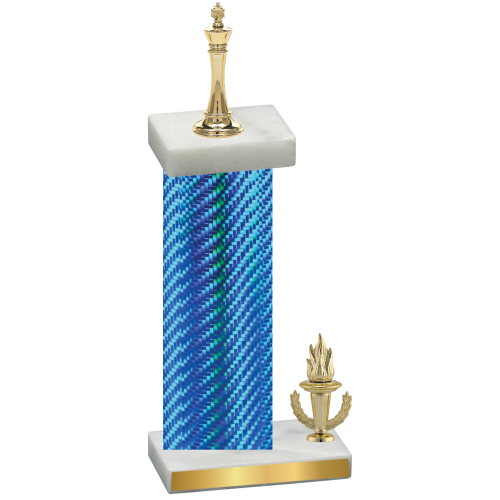 Accented Single Blue Carbon Fiber Victory Chess Trophy