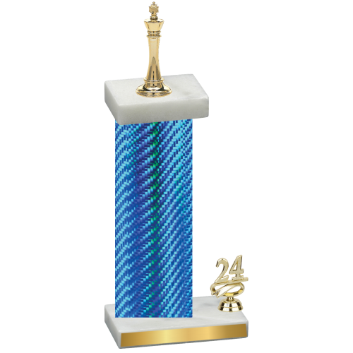 Accented Single Blue Carbon Fiber Year Chess Trophy