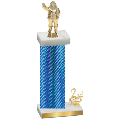 Accented Single Blue Carbon Fiber Second Place Holiday Trophy