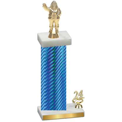 Accented Single Blue Carbon Fiber Year Holiday Trophy