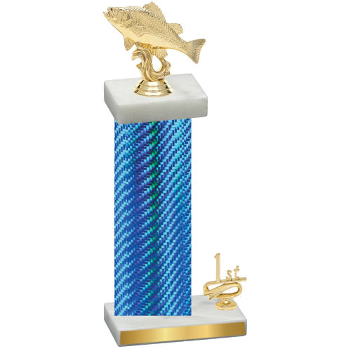 Accented Single Blue Carbon Fiber First Place Fishing Trophy