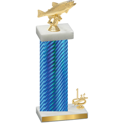 Accented Single Blue Carbon Fiber First Place Fishing Trophy