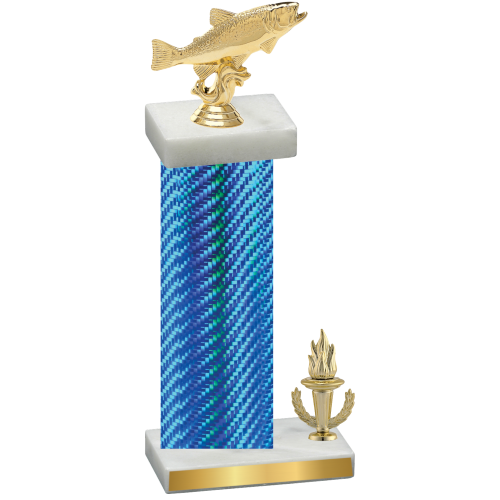 Accented Single Blue Carbon Fiber Victory Fishing Trophy