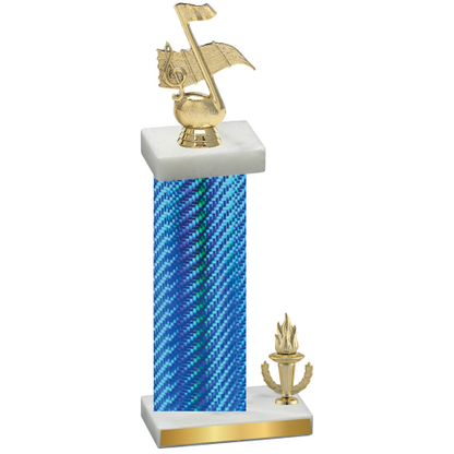 Accented Single Blue Carbon Fiber Victory Music Trophy