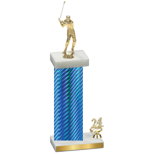 Accented Single Blue Carbon Fiber Year Golf Trophy